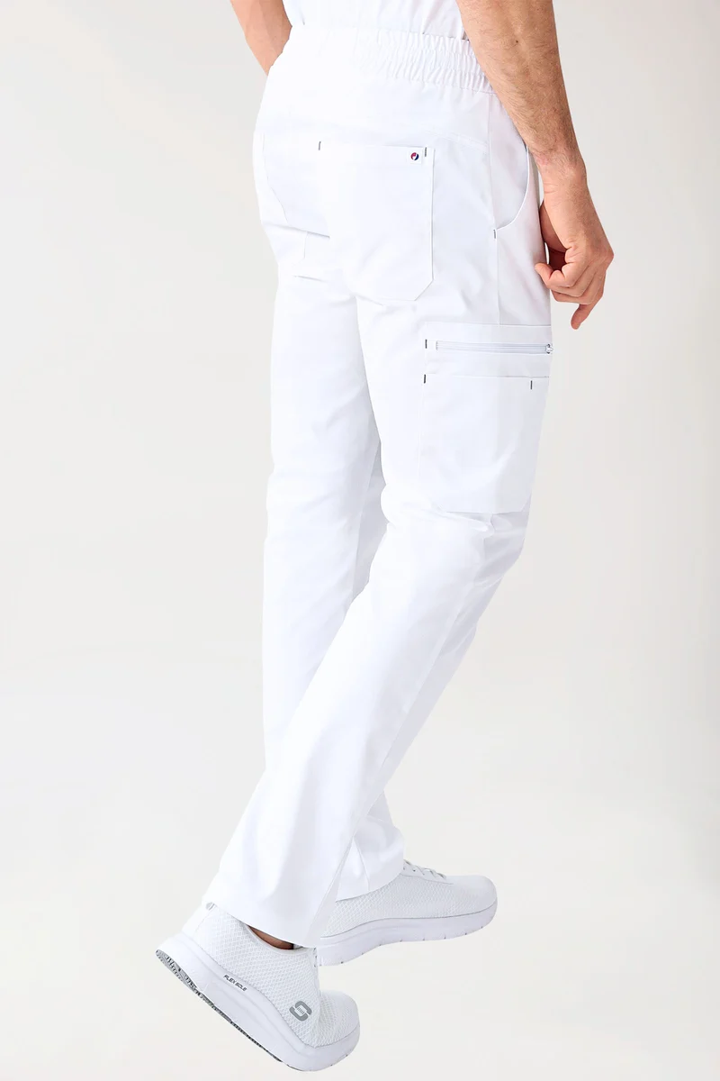 CLINIC STRETCH Hose Herren - gerader Saum weiß/grau