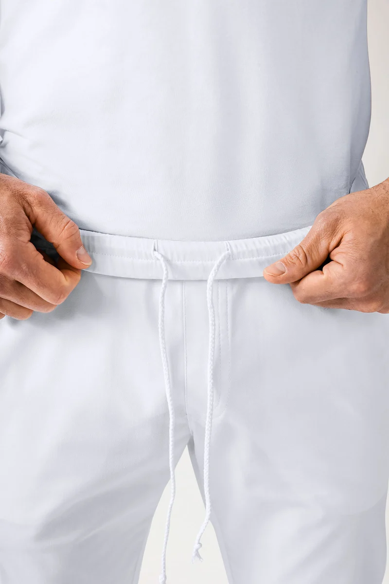 CLINIC STRETCH Hose Herren - gerader Saum weiß/grau