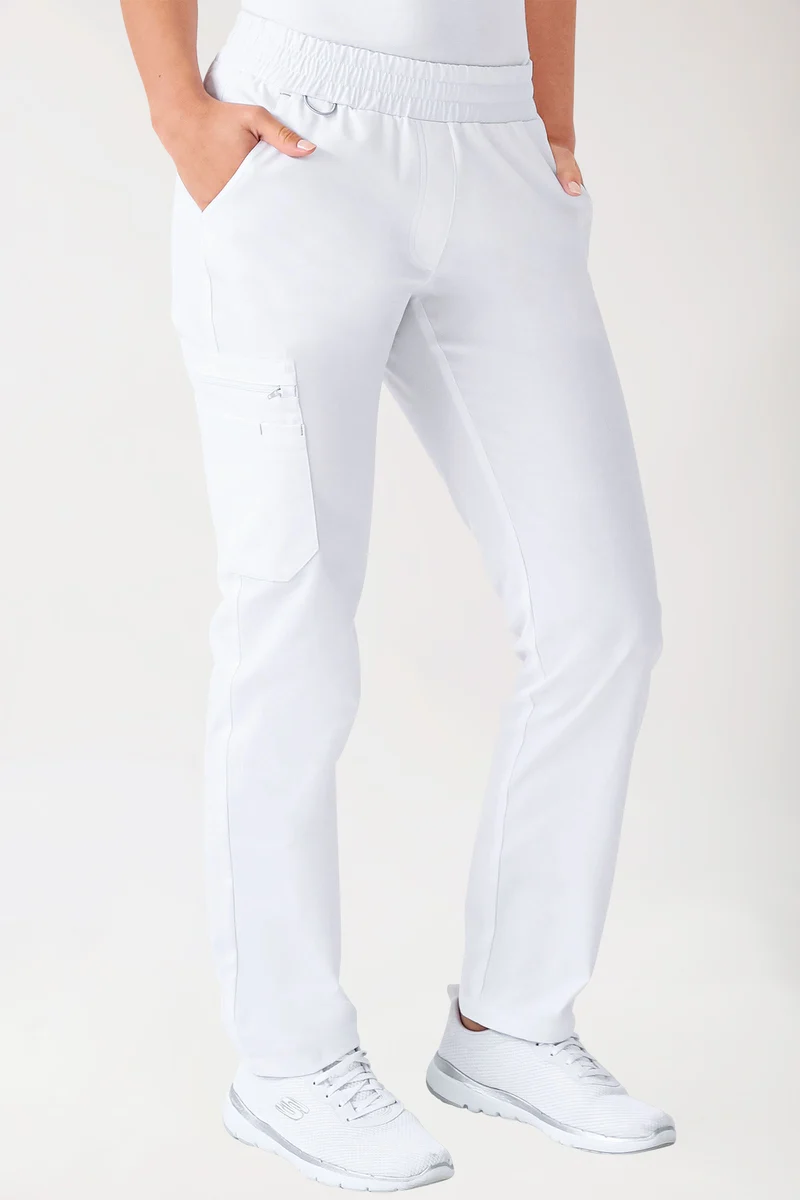 CLINIC STRETCH Hose Damen - gerader Saum weiß/grau