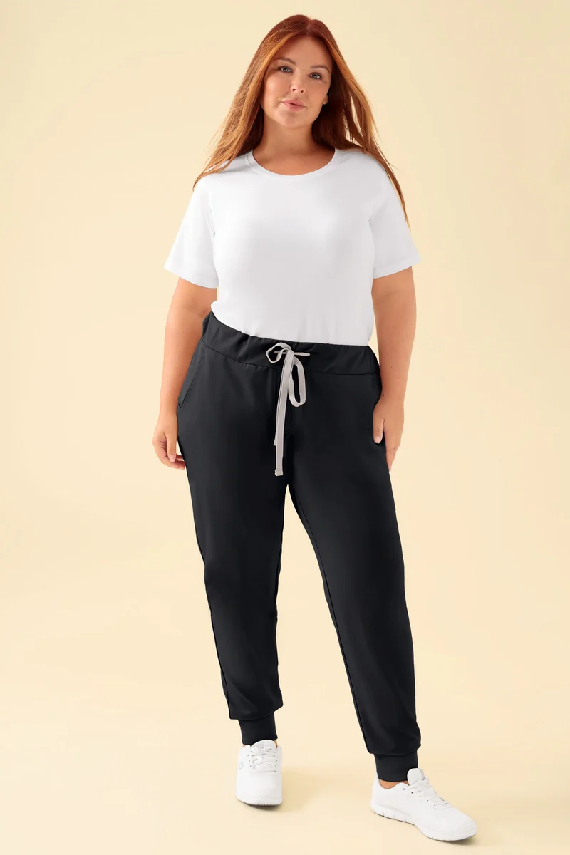 KAERE Hose Damen - Saumbündchen ohne Beintaschen schwarz