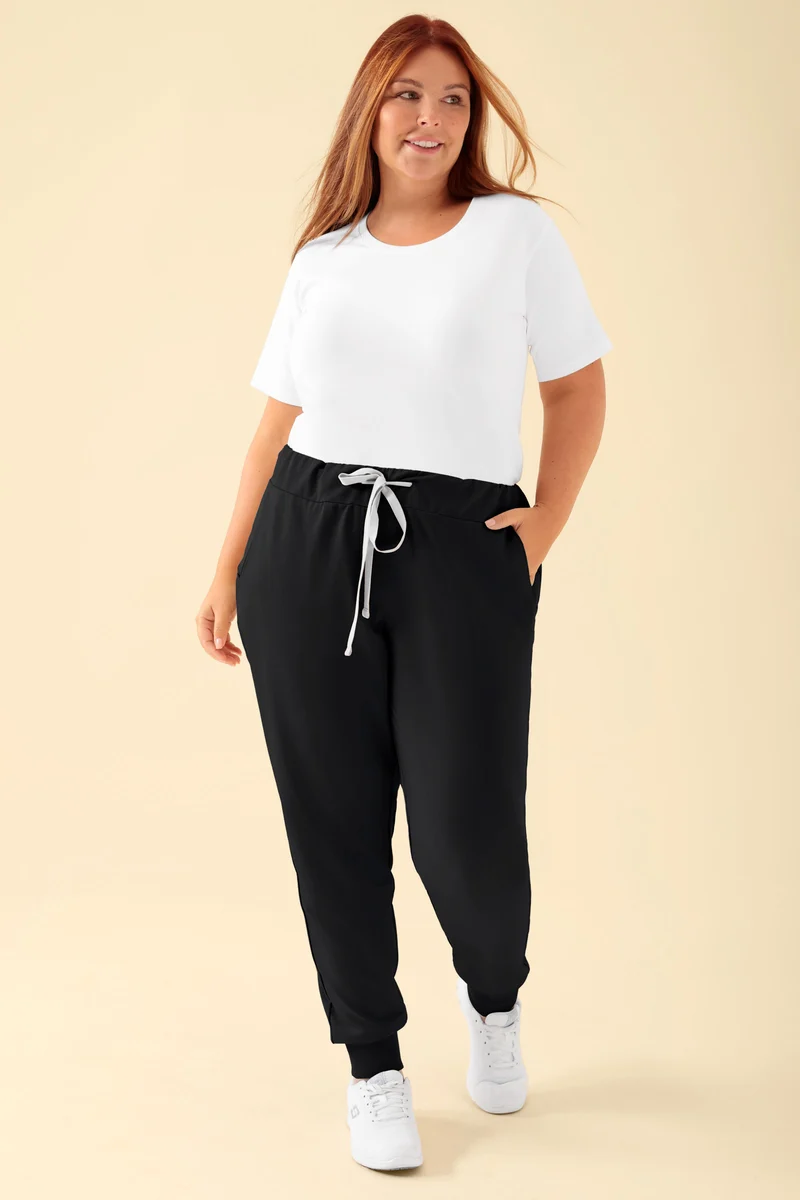 KAERE Hose Damen - Saumbündchen ohne Beintaschen schwarz