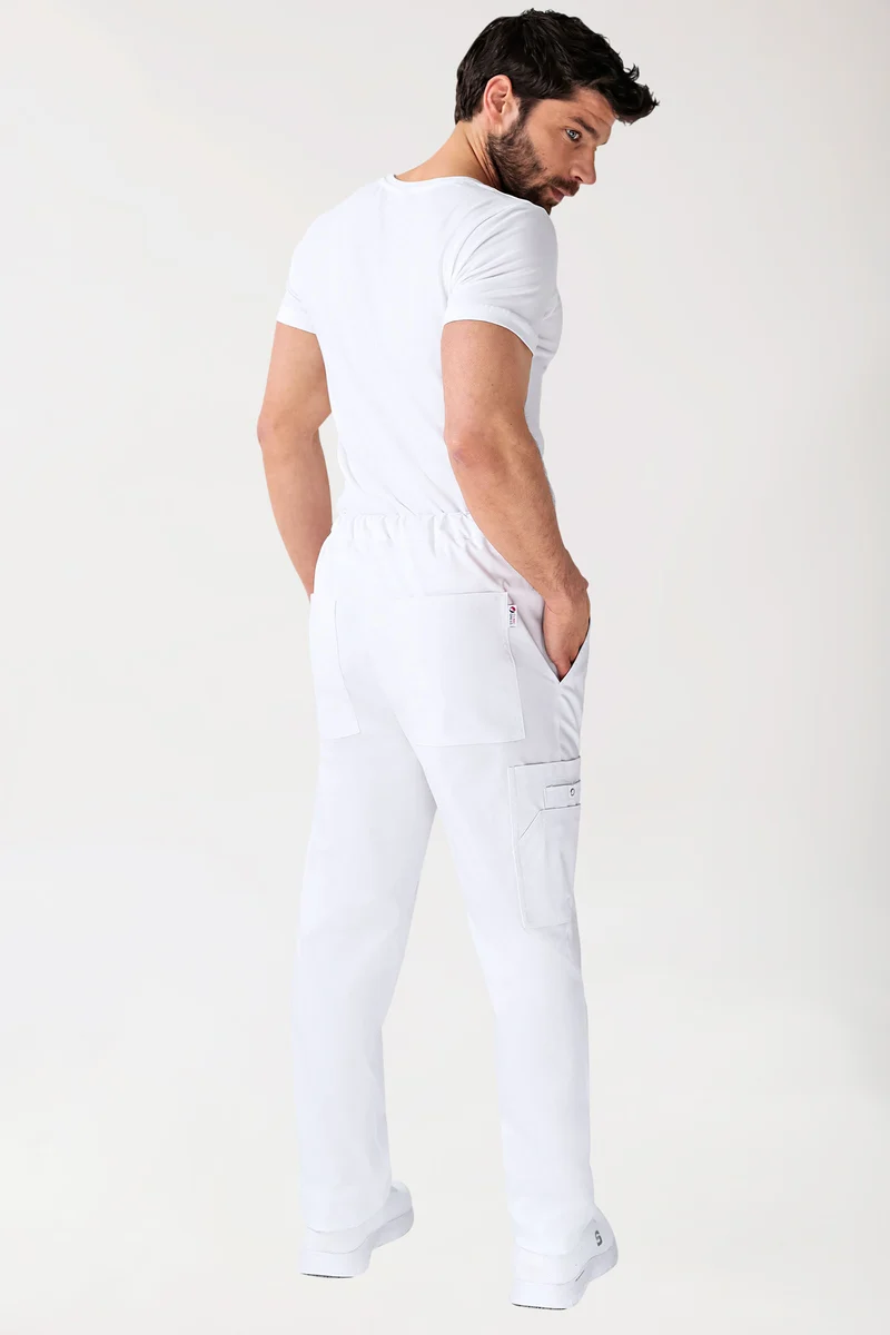 CLINIC STRETCH Hose Unisex - mit Beintasche Kurzgr. weiß