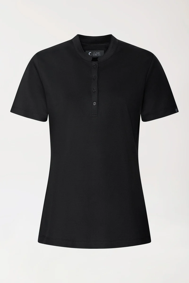COMFY FLEX Stretch Shirt Damen - Stehkragen schwarz