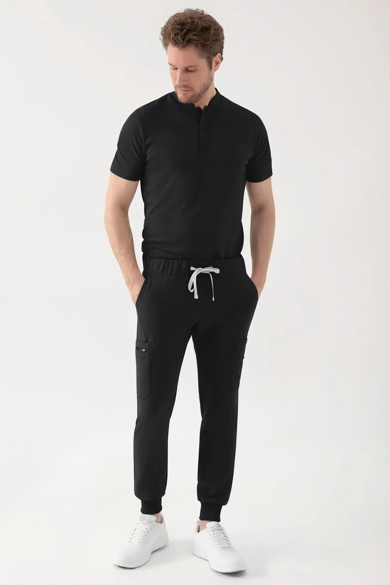 COMFY FLEX Stretch Shirt Herren - Stehkragen schwarz