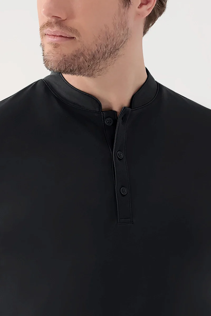 COMFY FLEX Stretch Shirt Herren - Stehkragen schwarz