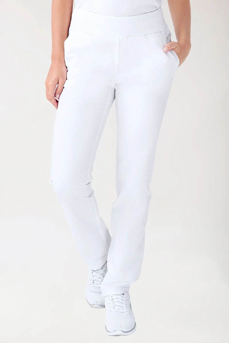 Stretch Hose Damen - Seitentaschen - Strickbund weiß