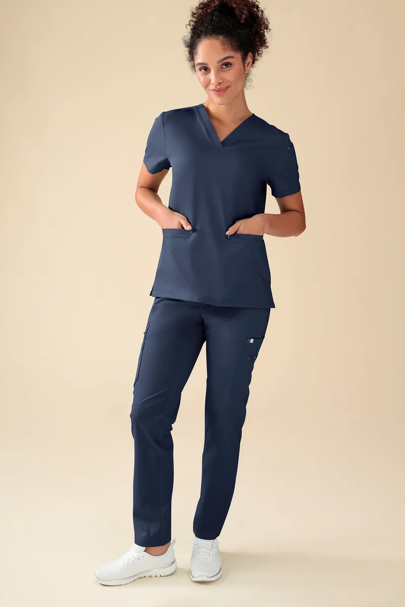 KAERE Hose Damen - gerader Saum mit Beintaschen navy