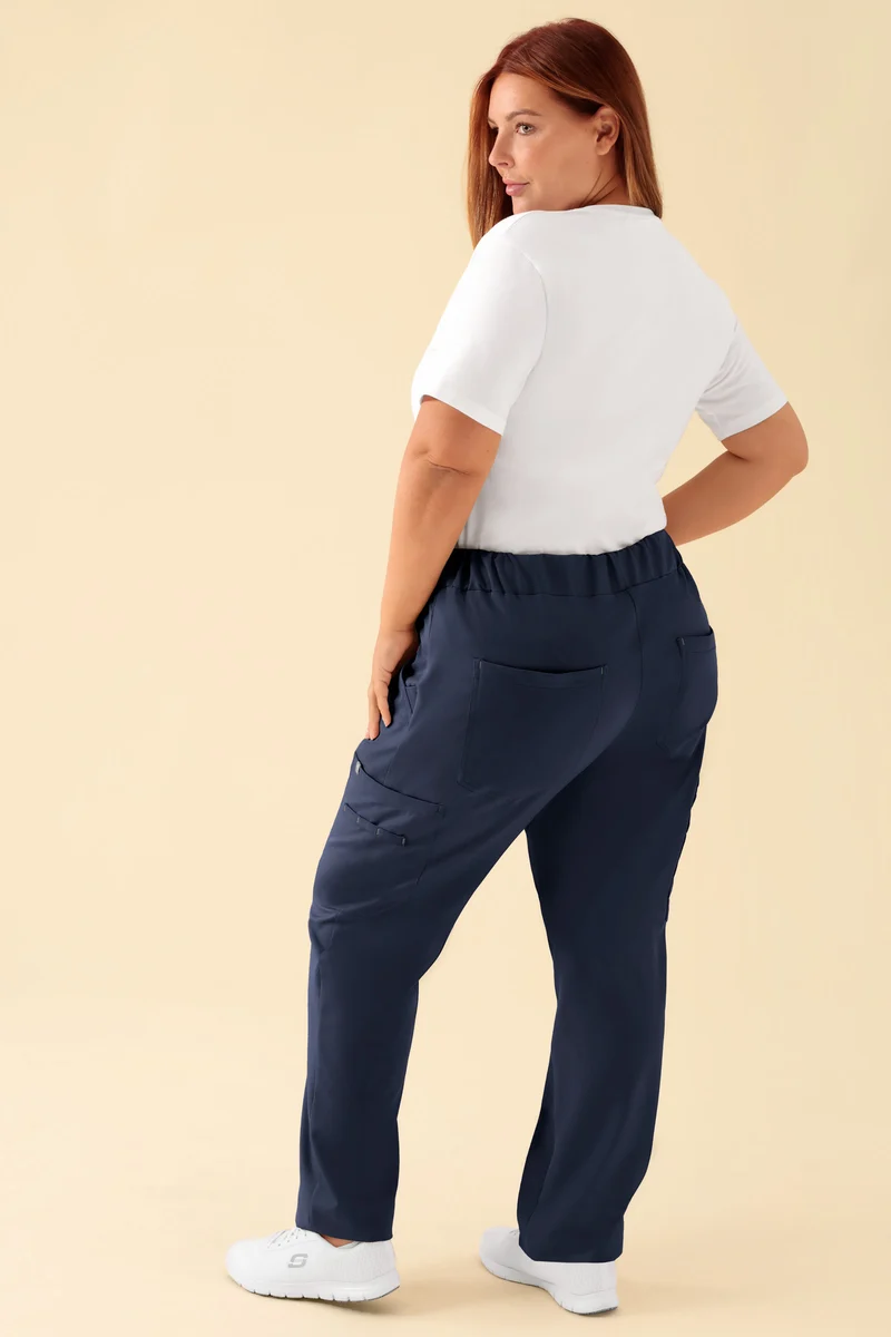 KAERE Hose Damen - gerader Saum mit Beintaschen navy