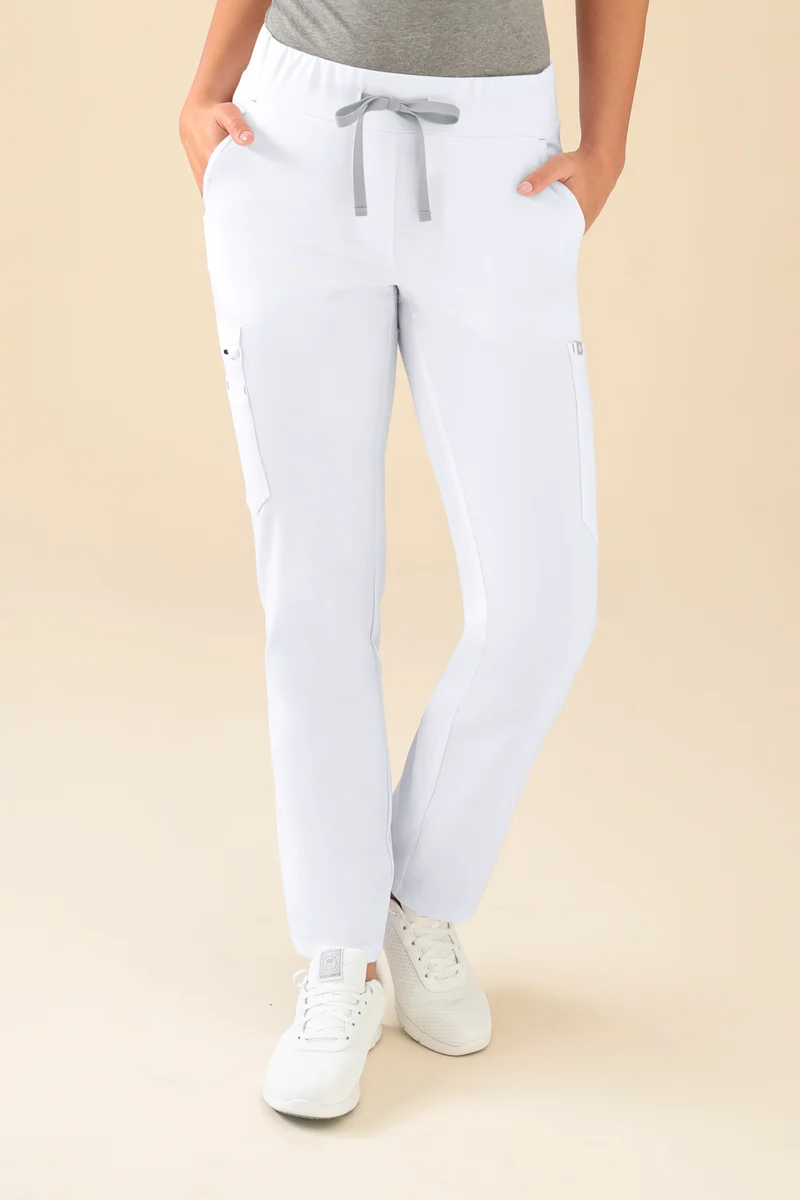 KAERE Hose Damen - gerader Saum mit Beintaschen weiß