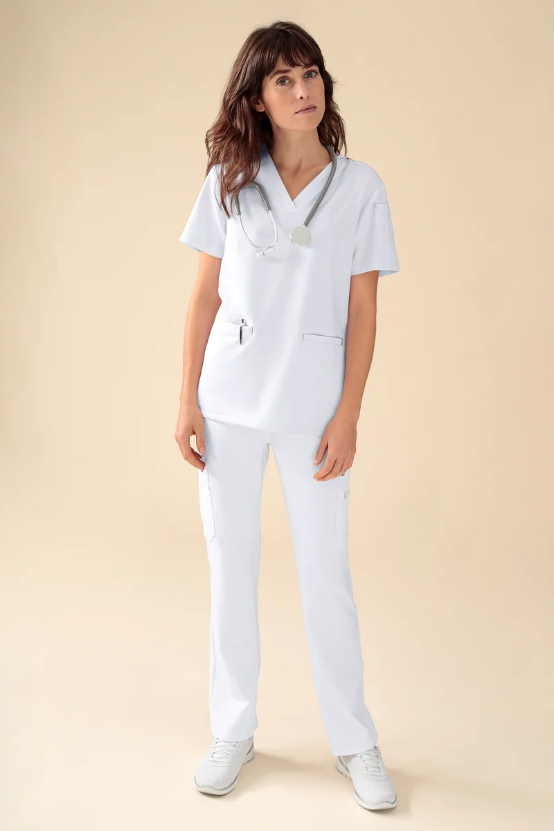 KAERE Hose Damen - gerader Saum mit Beintaschen weiß