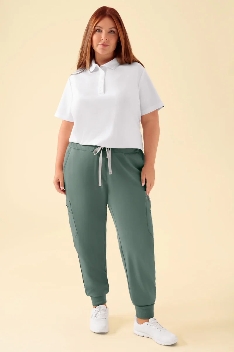KAERE Hose Damen - Saumbündchen mit Beintaschen dunkelgrün