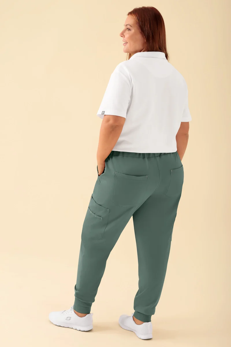KAERE Hose Damen - Saumbündchen mit Beintaschen dunkelgrün