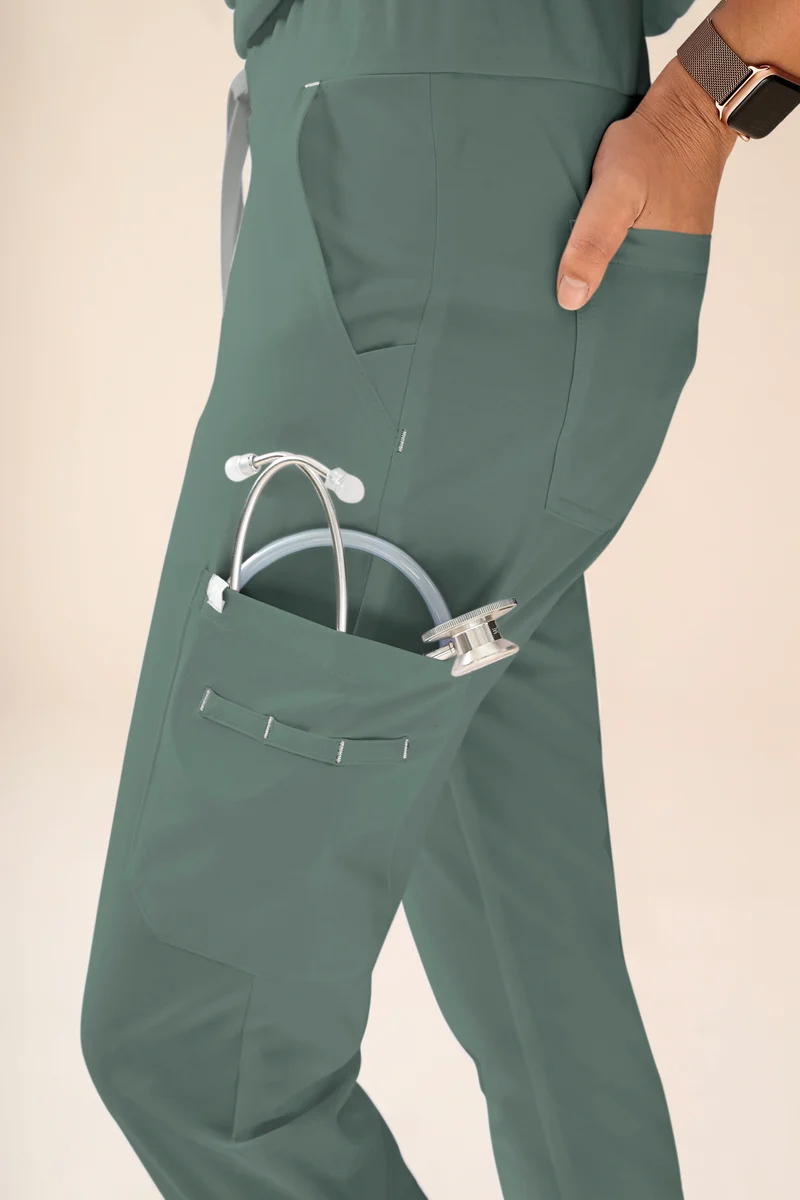 KAERE Hose Damen - Saumbündchen mit Beintaschen dunkelgrün