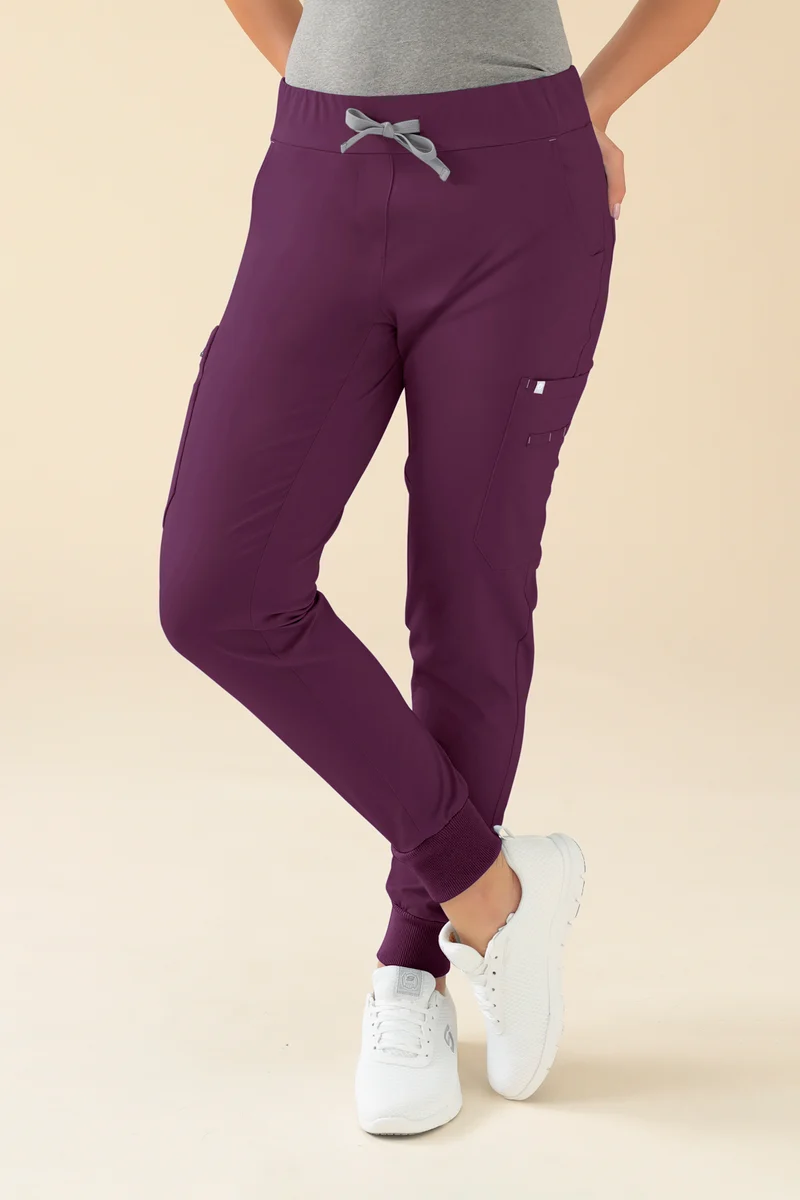 KAERE Hose Damen - Saumbündchen mit Beintaschen pflaume