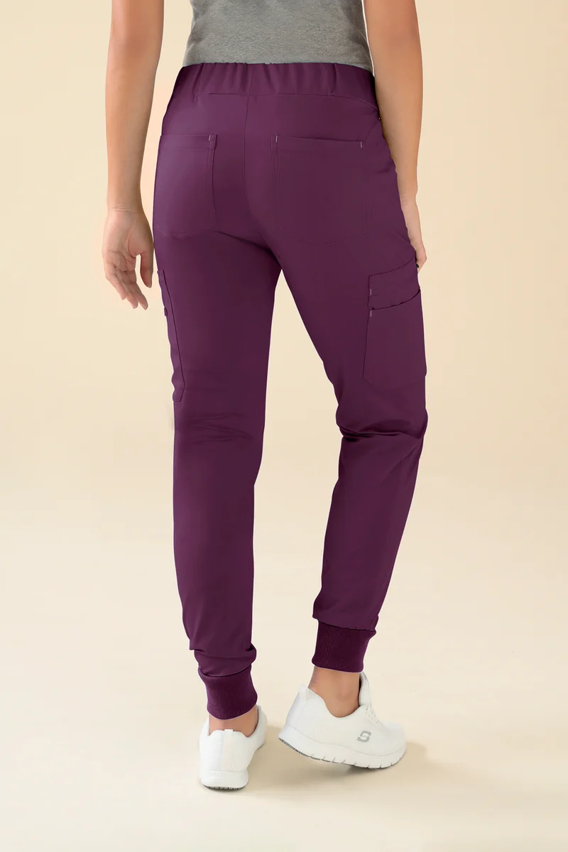 KAERE Hose Damen - Saumbündchen mit Beintaschen pflaume