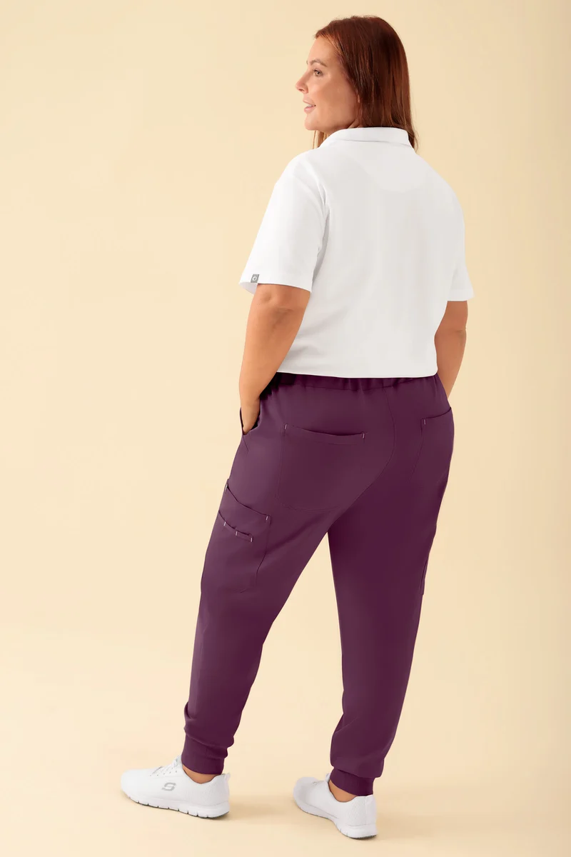 KAERE Hose Damen - Saumbündchen mit Beintaschen pflaume