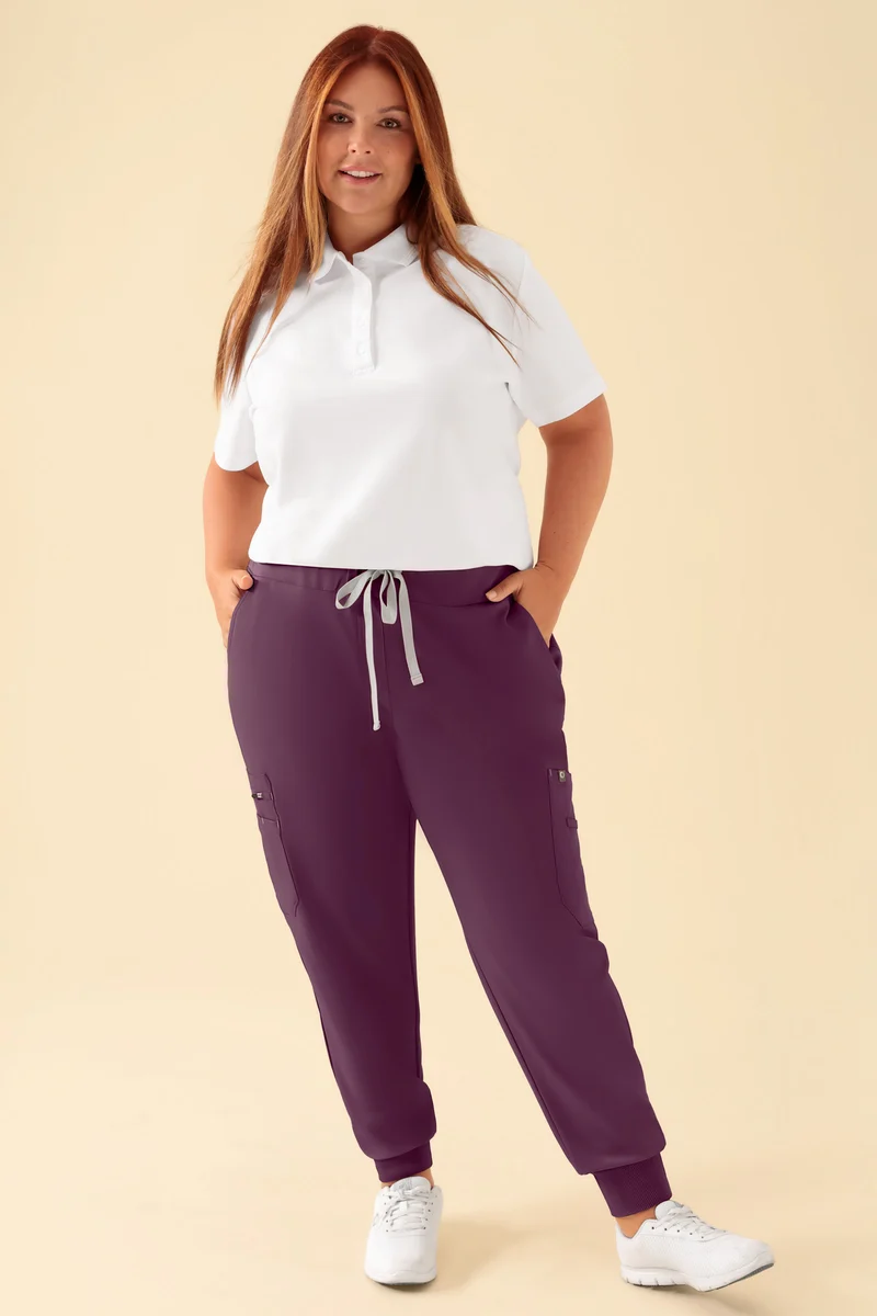 KAERE Hose Damen - Saumbündchen mit Beintaschen pflaume