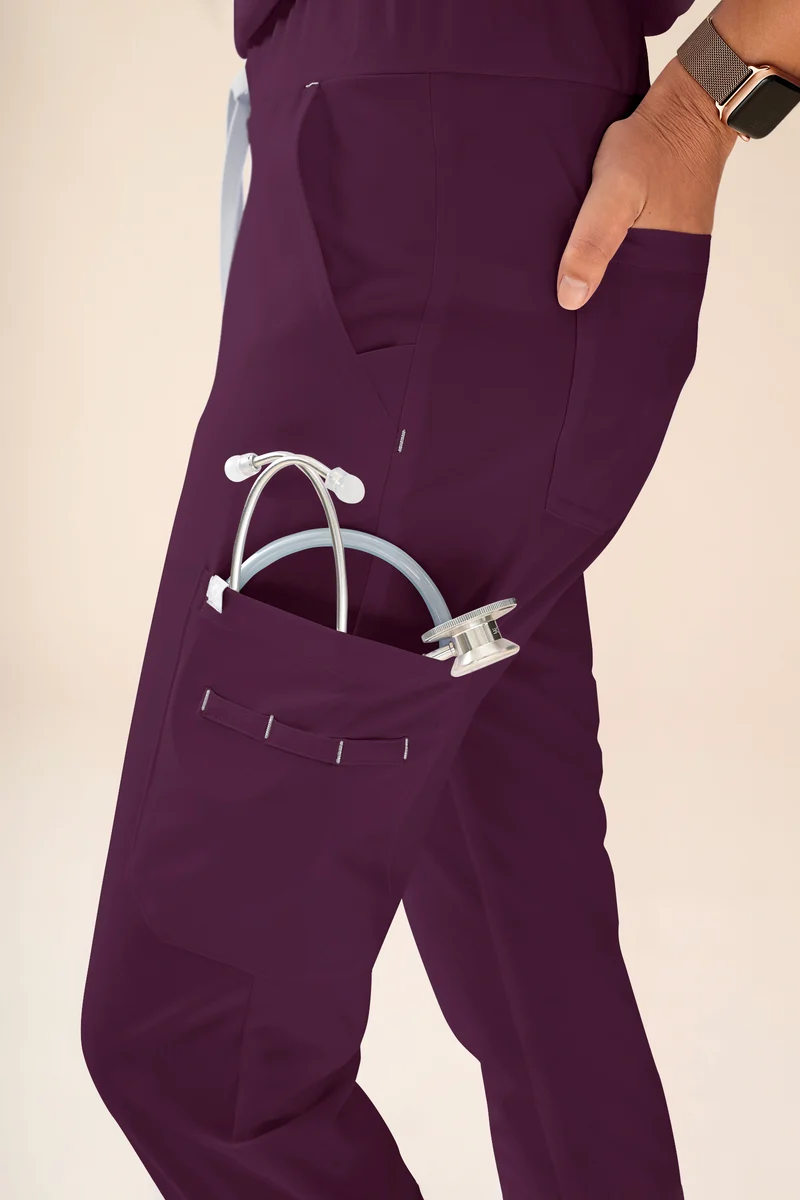 KAERE Hose Damen - Saumbündchen mit Beintaschen pflaume