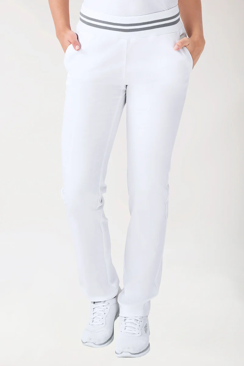 Stretch Hose Damen - Strickbund weiß/grau