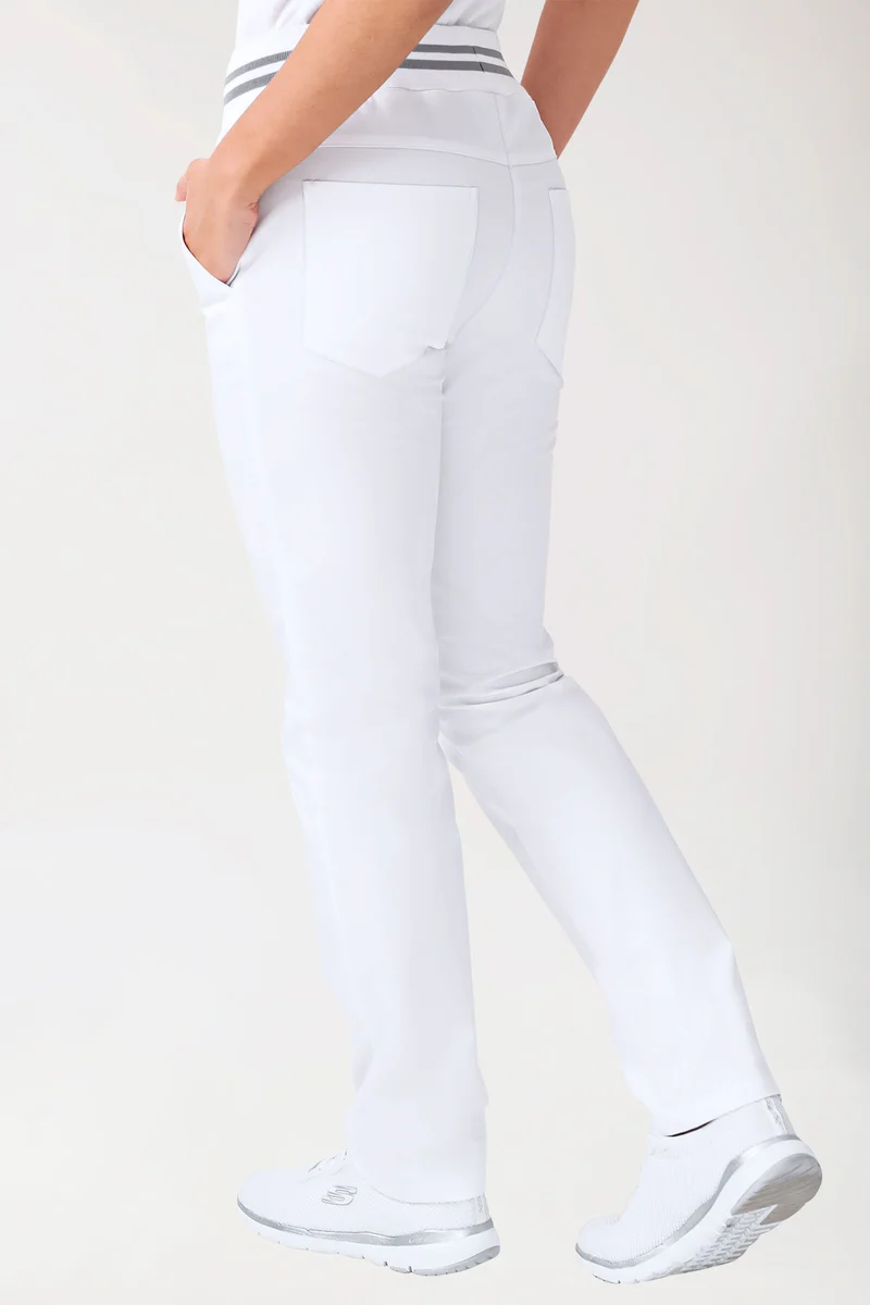 Stretch Hose Damen - Strickbund weiß/grau