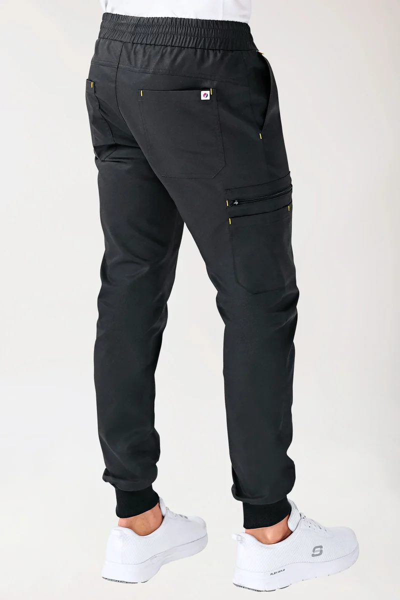 CLINIC STRETCH Hose Herren - Saumbündchen schwarz/gelb