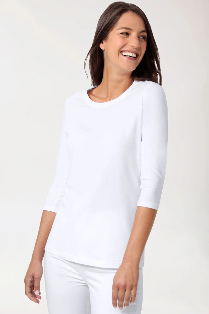 CORE Shirt Damen - 3/4 Arm weiß