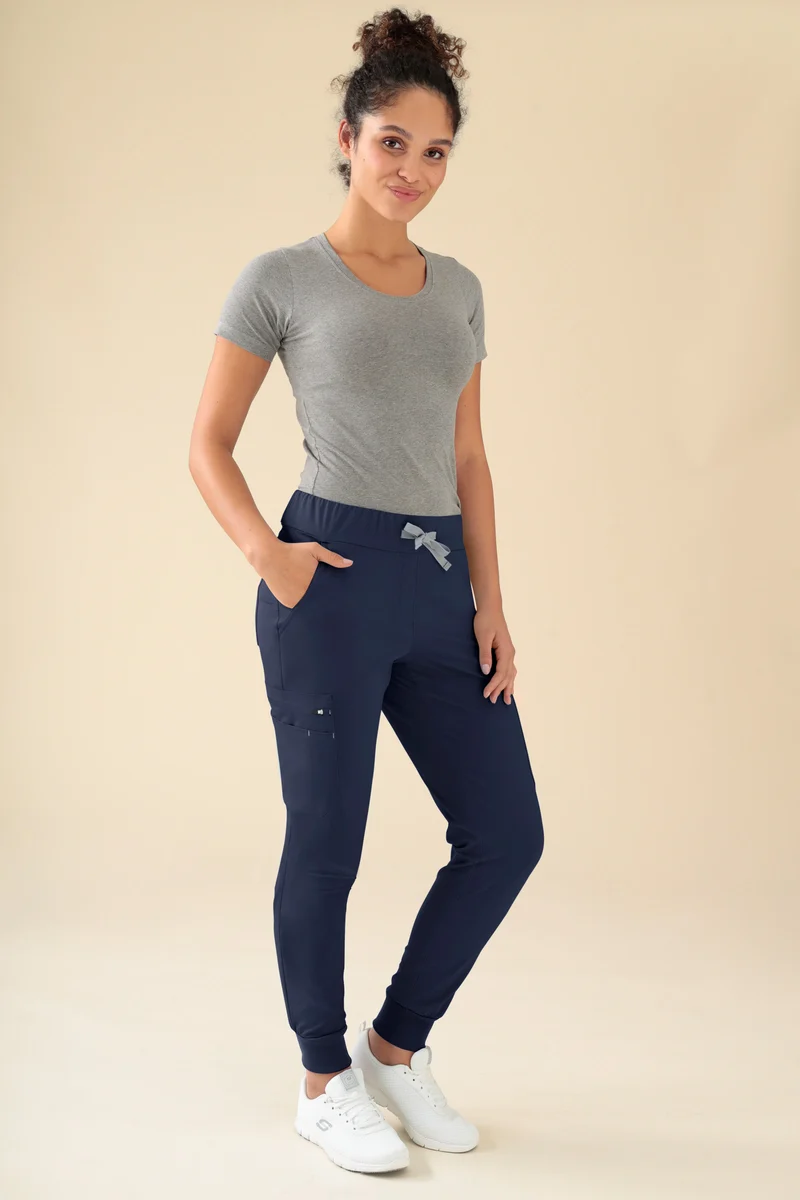 KAERE Hose Damen - Saumbündchen mit Beintaschen navy