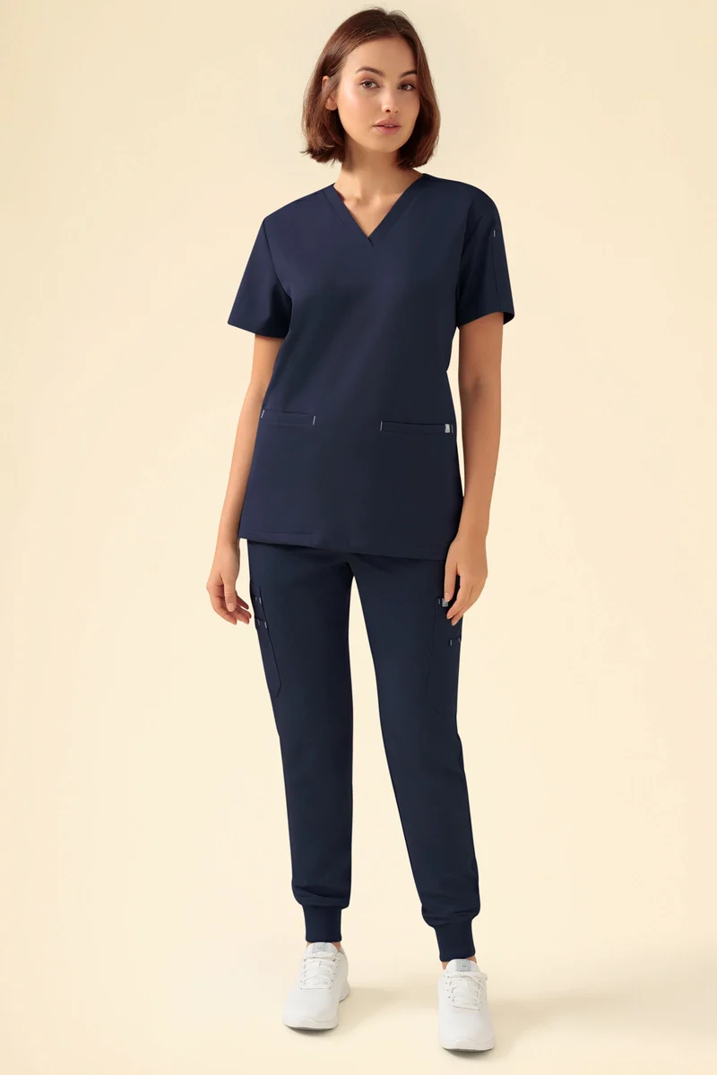 KAERE Hose Damen - Saumbündchen mit Beintaschen navy