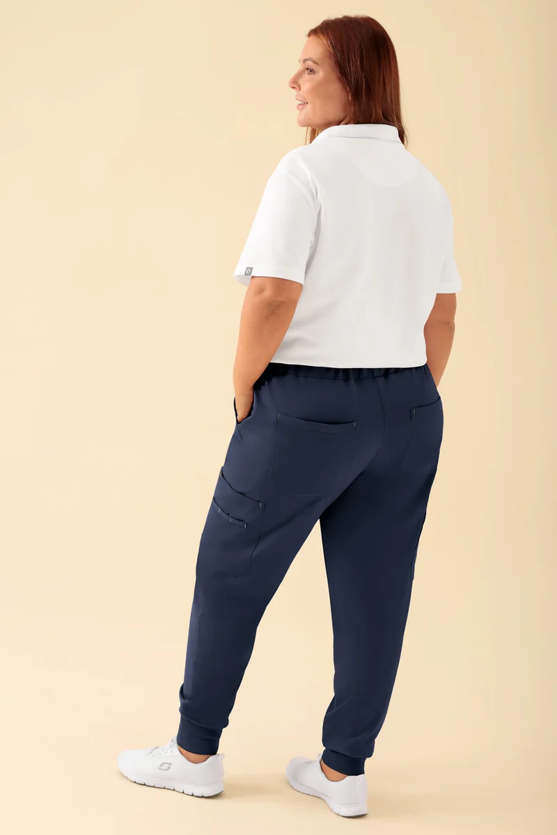 KAERE Hose Damen - Saumbündchen mit Beintaschen navy