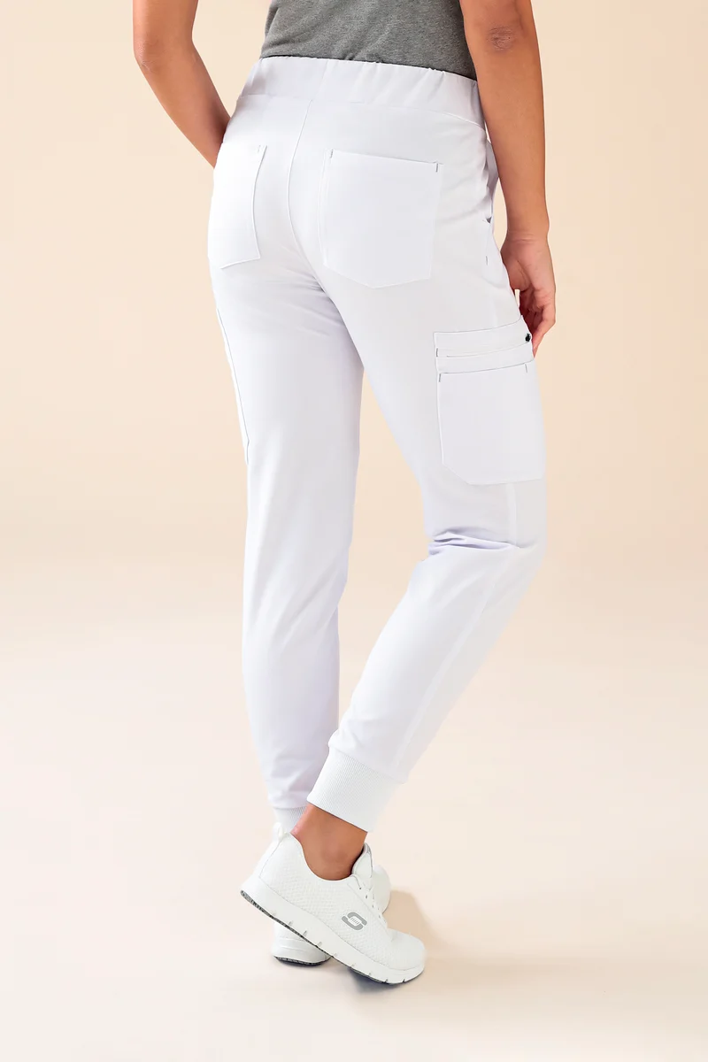 KAERE Hose Damen - Saumbündchen mit Beintaschen weiß