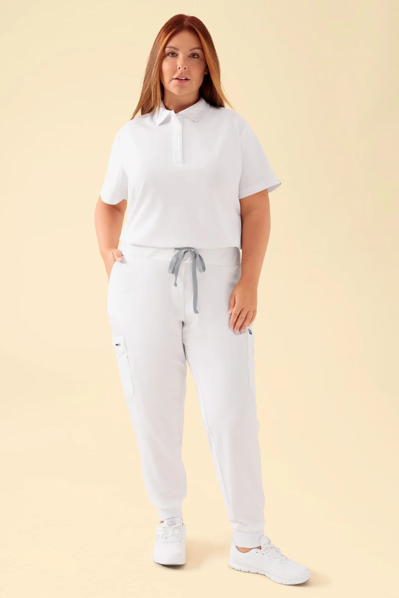 KAERE Hose Damen - Saumbündchen mit Beintaschen weiß
