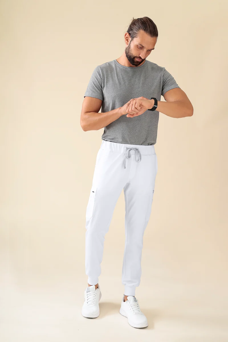 KAERE Hose Herren - Saumbündchen mit Beintaschen weiß