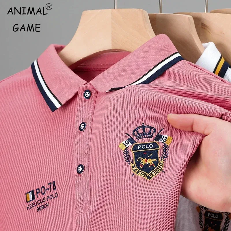 Sommer männer Casual Stickerei Kurzarm Polo-Shirt Neue Mode Einfarbig Top