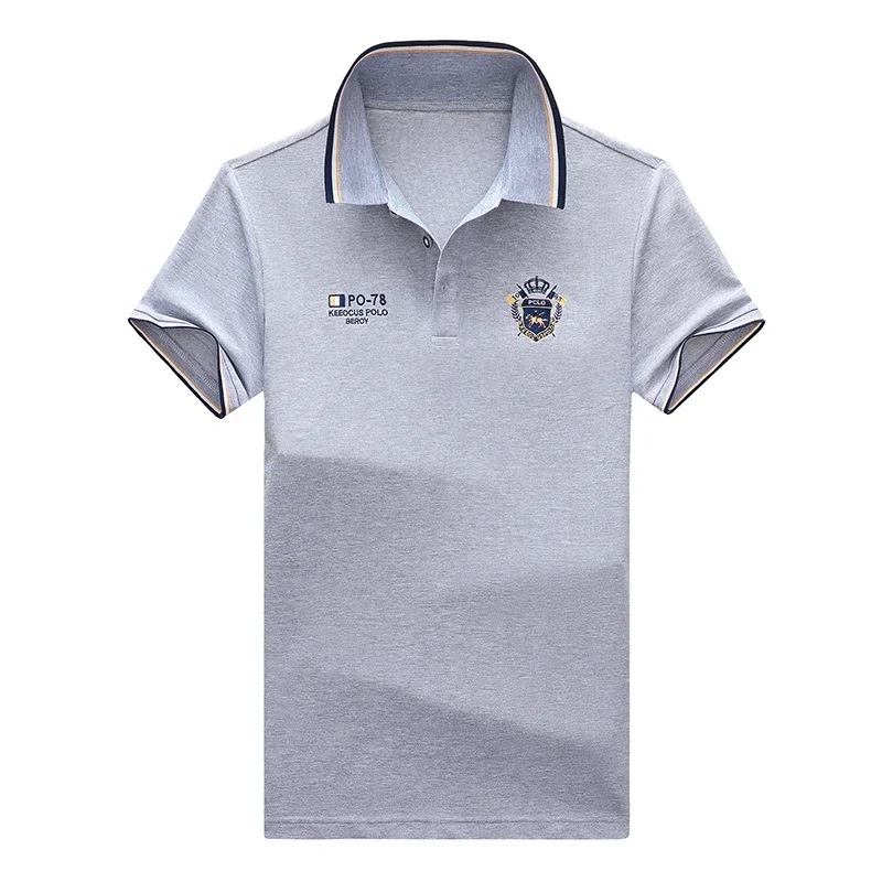 Sommer männer Casual Stickerei Kurzarm Polo-Shirt Neue Mode Einfarbig Top