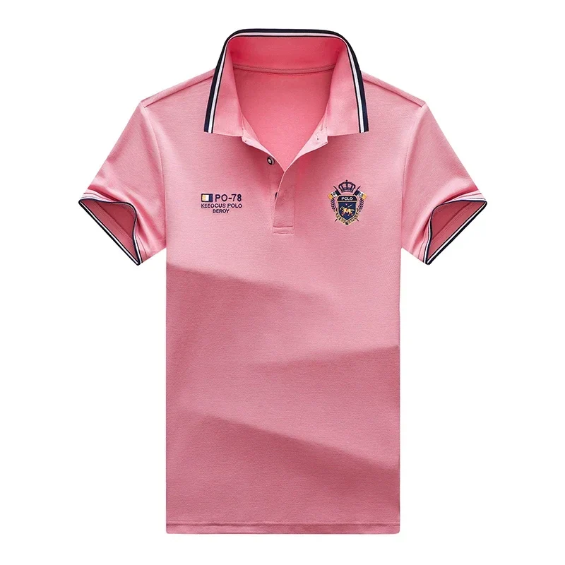 Sommer männer Casual Stickerei Kurzarm Polo-Shirt Neue Mode Einfarbig Top