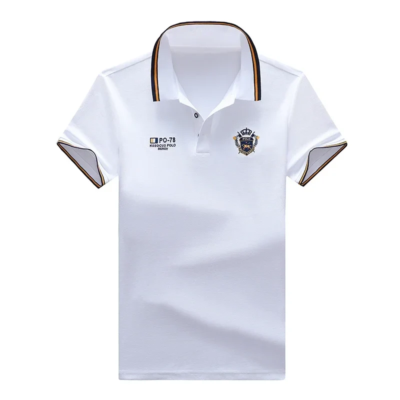 Sommer männer Casual Stickerei Kurzarm Polo-Shirt Neue Mode Einfarbig Top