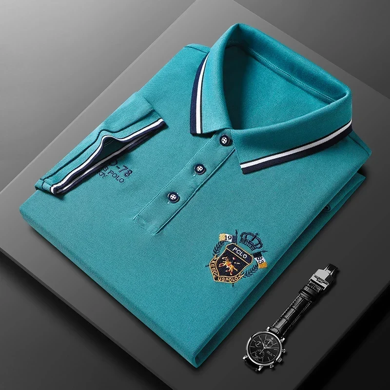 Sommer männer Casual Stickerei Kurzarm Polo-Shirt Neue Mode Einfarbig Top