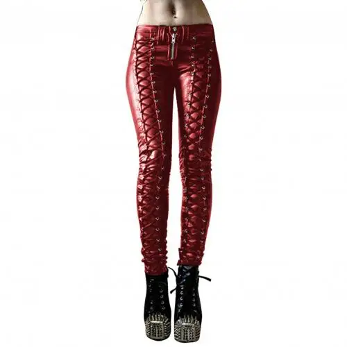 Sexy Leggins Donna Pantaloni Collant in Lattice Lucido Gothic Punk