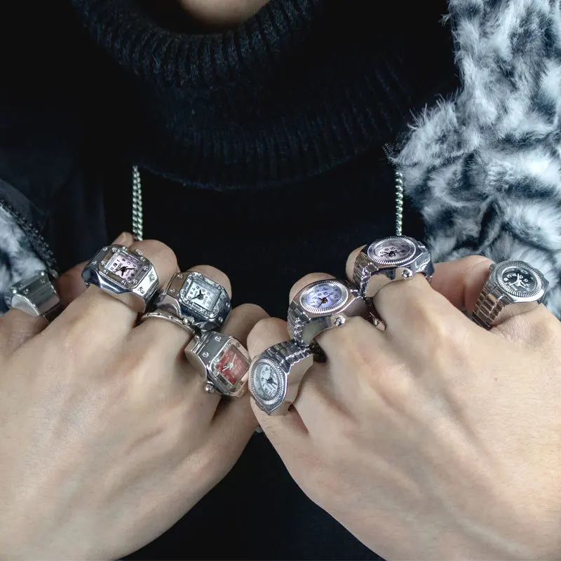 Fashion Fingeruhr Ringuhr Punk Finger Mini Uhr Quarzuhr Ring Herren Damen