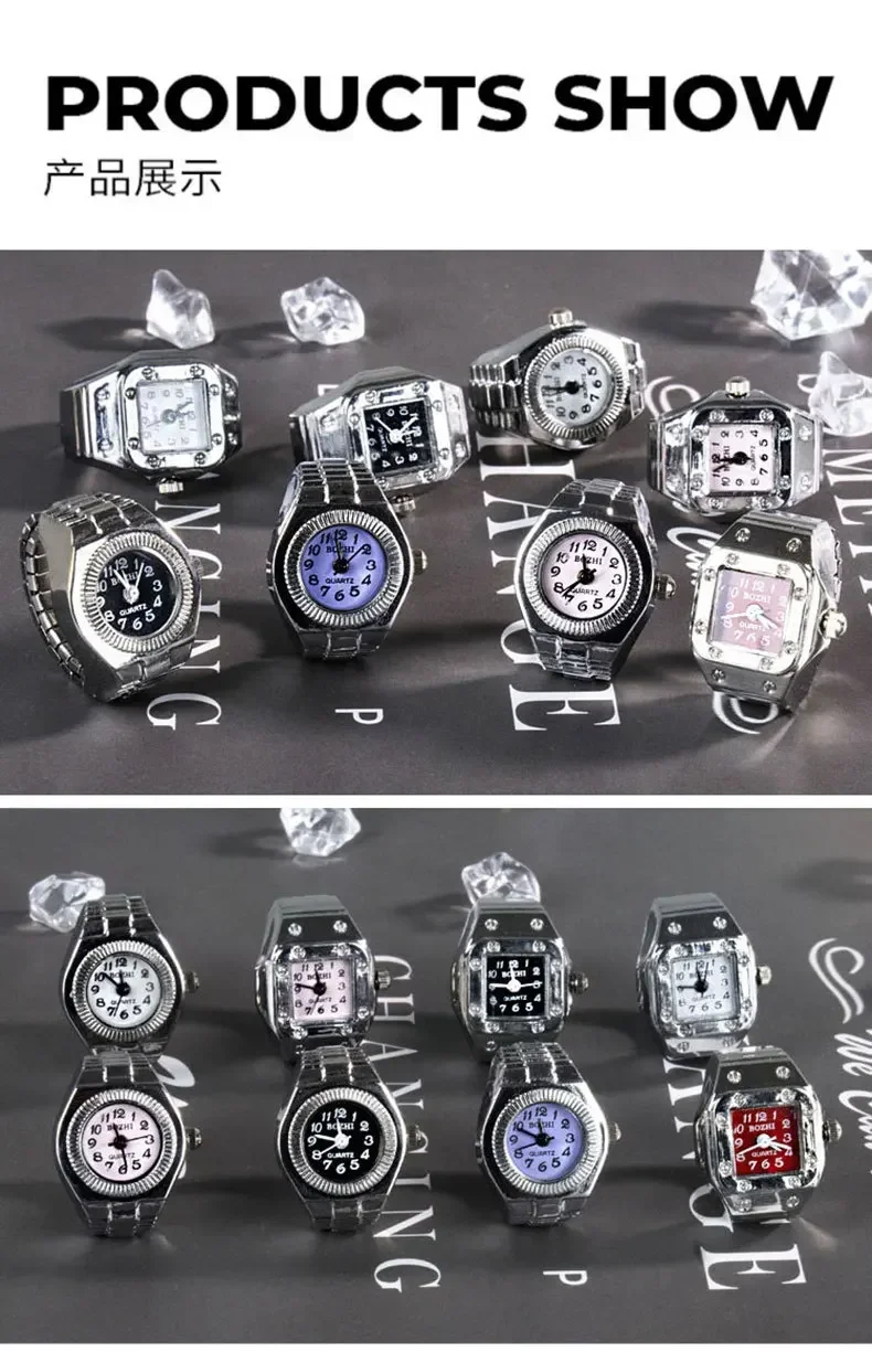Fashion Fingeruhr Ringuhr Punk Finger Mini Uhr Quarzuhr Ring Herren Damen