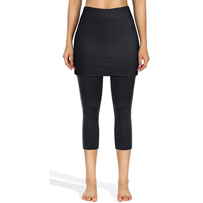 Yoga Leggings Mini Kleid Damen Hose Fitness Hosenrock Leggins Rock Tennisrock