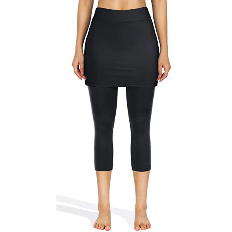 Yoga Leggings Mini Kleid Damen Hose Fitness Hosenrock Leggins Rock Tennisrock