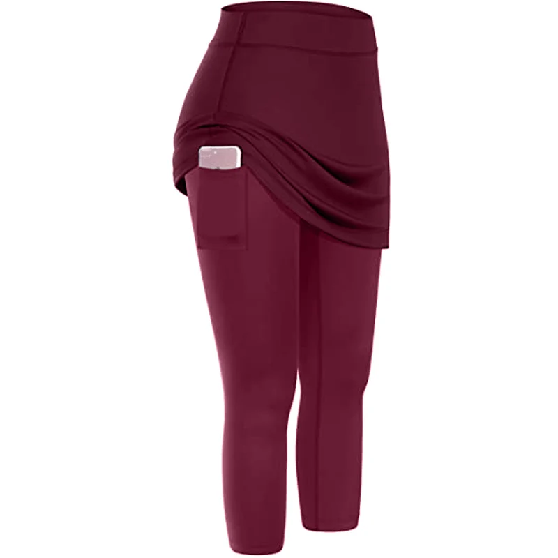 Yoga Leggings Mini Kleid Damen Hose Fitness Hosenrock Leggins Rock Tennisrock