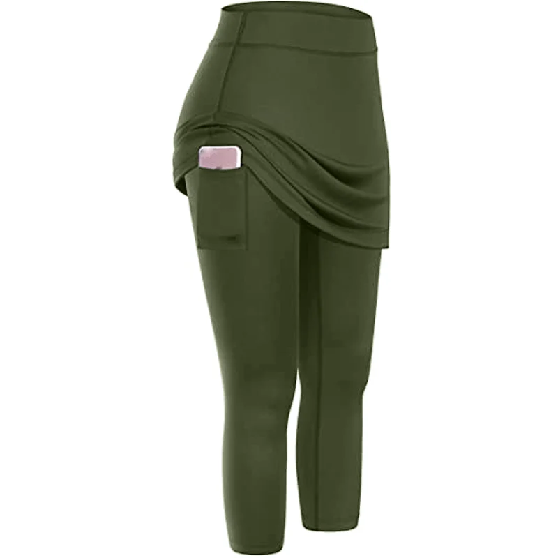 Yoga Leggings Mini Kleid Damen Hose Fitness Hosenrock Leggins Rock Tennisrock