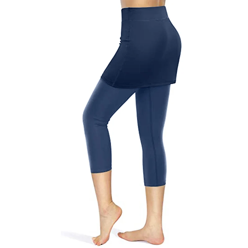 Yoga Leggings Mini Kleid Damen Hose Fitness Hosenrock Leggins Rock Tennisrock