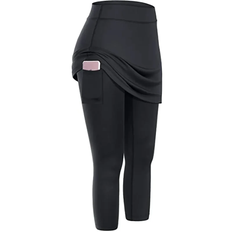 Yoga Leggings Mini Kleid Damen Hose Fitness Hosenrock Leggins Rock Tennisrock