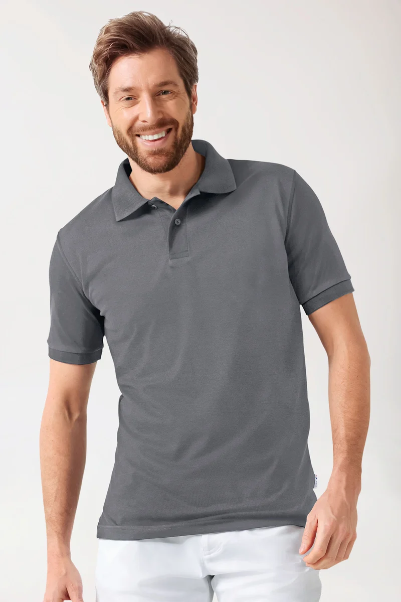 Stretch Shirt Herren - Polokragen steingrau