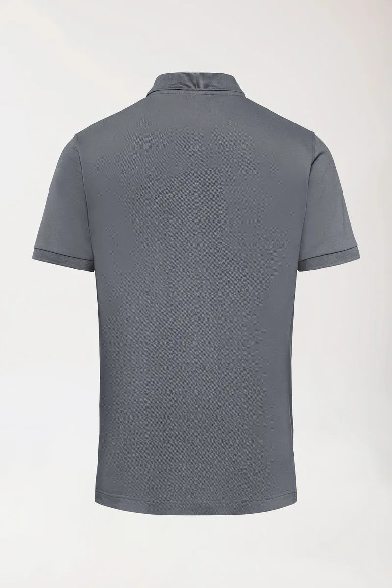 Stretch Shirt Herren - Polokragen steingrau