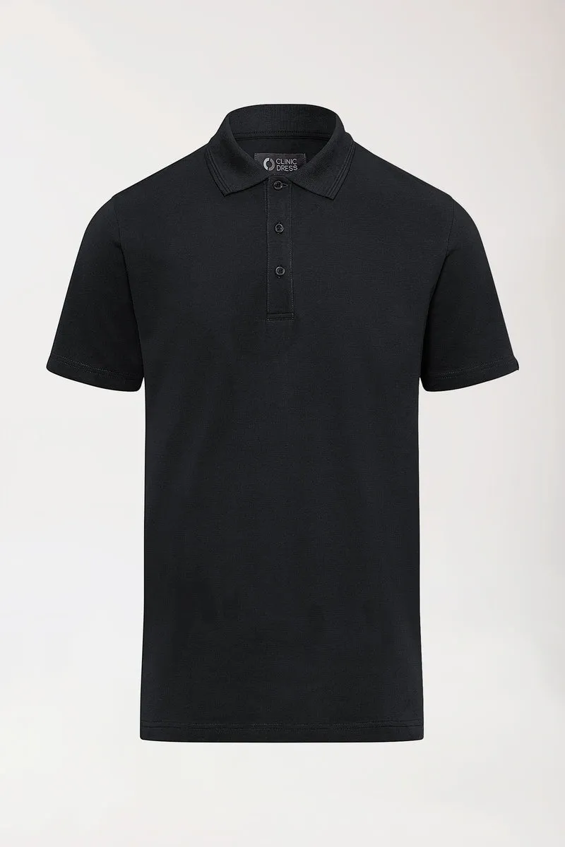 COMFY FLEX Stretch Shirt Herren - Polokragen schwarz