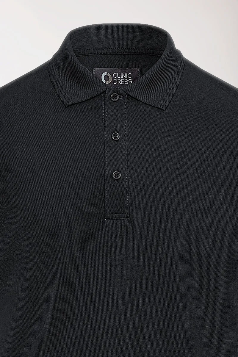 COMFY FLEX Stretch Shirt Herren - Polokragen schwarz